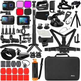 Husiway Accessories Kit for Gopro Hero 13 12 11 10 and 9 Black Battery Cover Door Waterproof Housing Silicone Case Glass Screen Protector Bundle for Go pro Hero13 Hero12 Hero11 Hero10 Hero9-63E