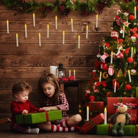 Floating Candles with Magic Wand-LED Flameless Taper Candle With Remote Timer-Battery Operated Flickering Hanging Candle Lights Best Gift For Xmas Wedding Home Dinner Christmas Tree Decor Set of 12