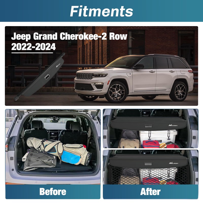 Nilight Trunk Cargo Cover for Jeep Grand Cherokee 2 Row