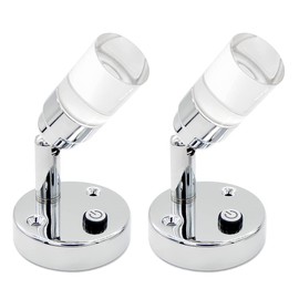 Dream lighting 12volt RV Lights RV LED Bedside Reading Light Interior Spot Light Fixtures with Swtich Chrome Plated Cool White and Blue Lighting 2W, Pack of 2