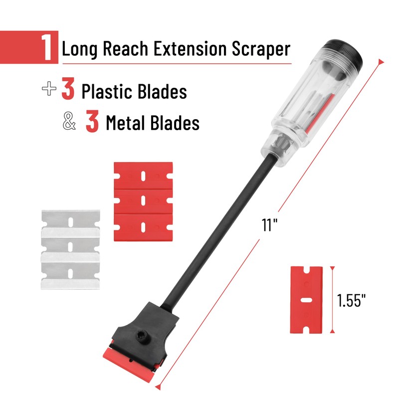 Bates- Long Reach Extension Scraper, 11-Inch, Razor Scraper with Extra