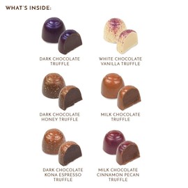 Ethel M Chocolates Premium Truffles Collection, Milk, Dark and White12-Piece Chocolate Ganache Gourmet Gift Box Assortment, with Exotic Ingredients.
