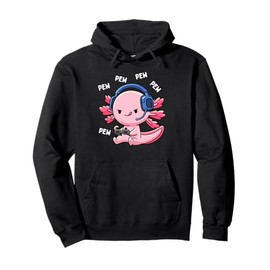 Axolotl Gaming Kids Boys Girls Anime Video Game Pew Gamer Pullover Hoodie
