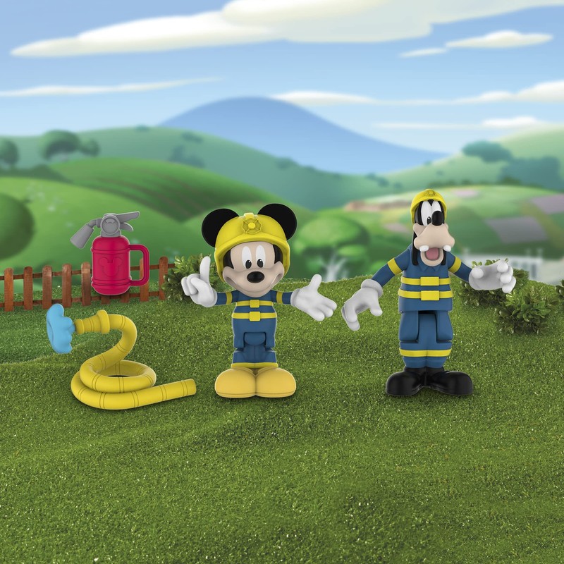 Mickey, 2 Figures with Joints, 7.5 cm, with Accessories, Fire