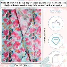30pcs Pink Floral Tissue Paper, Beautiful Flower Wrapping Paper Birthday Gift Tissue Paper Package Paper Floral Pattern Printed Wrapping Tissue for Craft Party Decoration (Winter Jasmine Style)