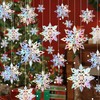 24PCS Snowflake Christmas Decorations, 3D Large Iridescent Paper Snowflakes Garland