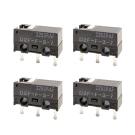 NoirVogel D2F-F-3-7 30M Mouse Micro Switch (4pcs, Black-White Dot), 0.74N, 30 Million Clicks for Gaming Mouse