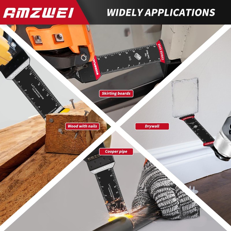 AMZWEI 20 Pcs Extra Long Titanium Oscillating Tool Blades &