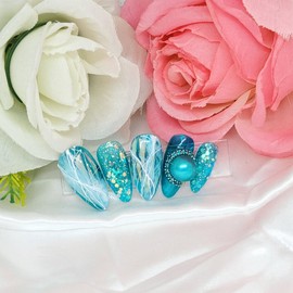 ⛵Handmade nail tips at summer resort❣️ - Short C curve coffin / ⛵여름휴양지에서 수제네일팁❣️ - 숏C커브코핀