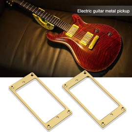 Create idea Pack of 2 Gold Humbucker Pickup Mounting Rings with Screws Fittings 92 x 45.5 x 2 mm Flat Metal Pickup Cover Frame for Spare Parts for Electric Guitars