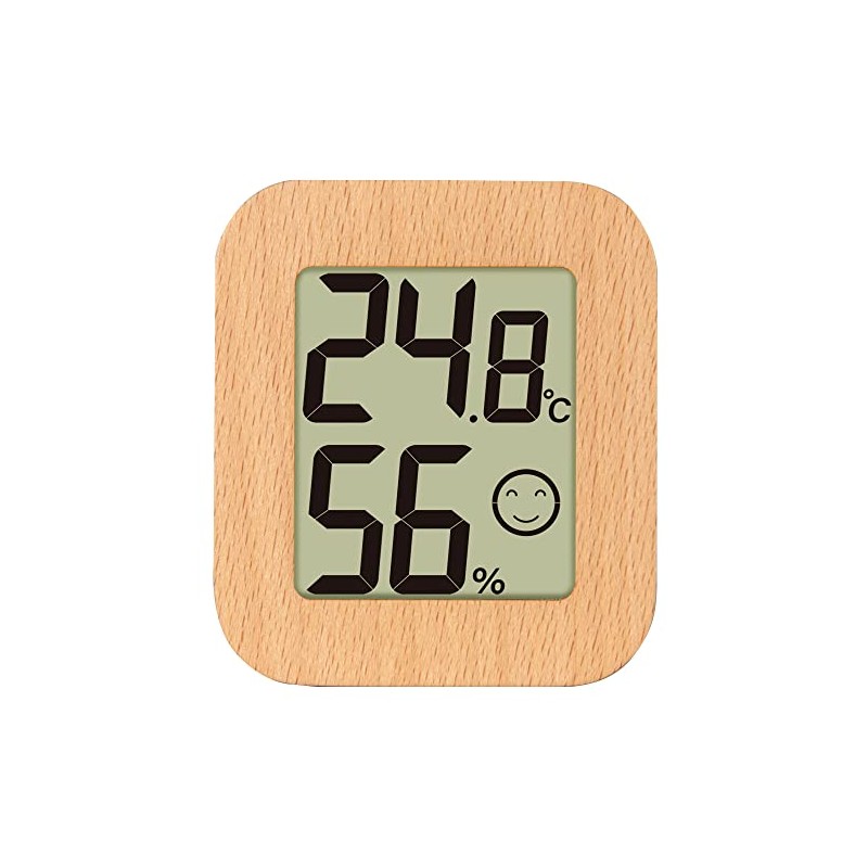 Shinwa Sokutei 73232 Digital Thermometer/Hygrometer, Environmental Checker, Mini, Wood, Light