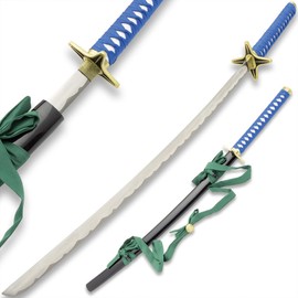 Hitsugaya Hyourinmaru Zanpakuto Anime Sword | 440 Stainless Steel Blade | Distinctive Star-Shaped Tsuba | Ray Skin Handle with Cord Wrap | Coordinating Scabbard | 40" Overall Length