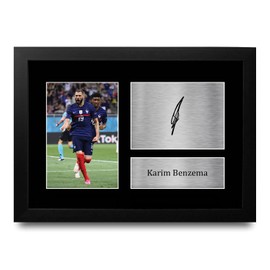 HWC Trading FR A4 Karim Benzema France Gifts Printed Signed Autograph Picture for Football Fans and Supporters - A4 Framed