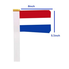 25 Packs Small Netherlands Flags on Handheld Stick，Miniature Dutch Holland Flag for Outside,4x6 Inch Mini Hand Held Banner with Golden Topper,Patriotic Decorations