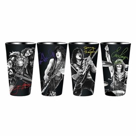 KISS Black Signature Design Set of 4 Drinking Pint Glasses