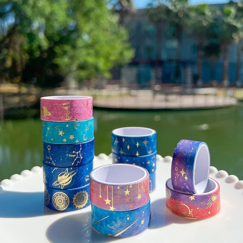 Set of 12 Masking Tape, BetterJonny Gold Foil Stamping Washi
