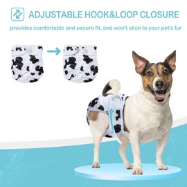 Avont 3 Pack Washable Female Dog Diapers (M/13-19 Waist), Premium Reusable Highly Absorbent Doggie Diapers Wraps Durable Dog Diaper Cover -Web/Milk/Jeans