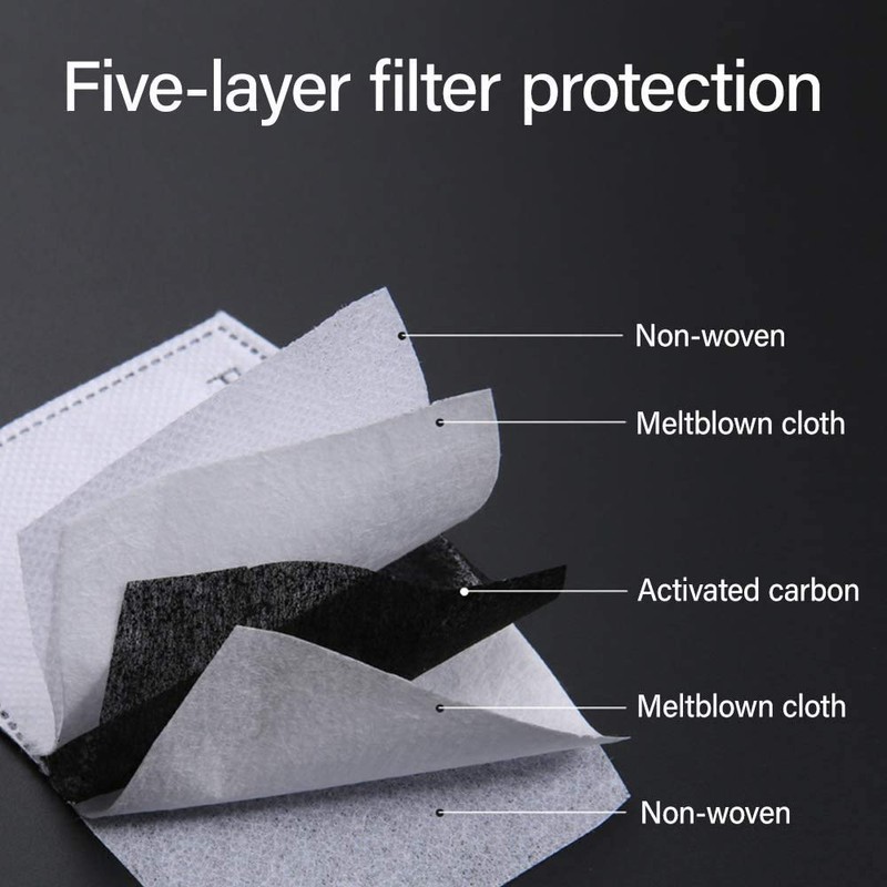 Bubbacare 100 Pcs Activated Carbon PM2.5 Filter Paper 5 Layers