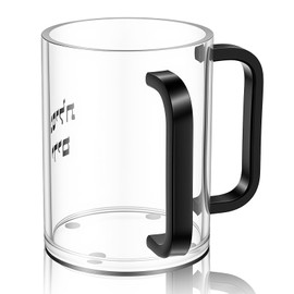 Judaica Hand Washing Cup with Dual Handles 5" Clear Acrylic Jewish Hand Washing Cups Washing Cup for Netilat Yadayim Jewish Ritual Kohanim (1 Pack, Clear, Black Handle)