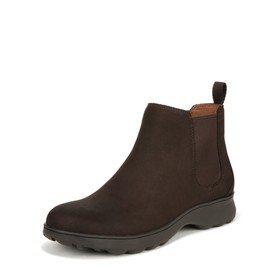 Vionic Women's Redwood Evergreen Pull Up Ankle Boot- Comfort Booties Helps Heel Pain, Plantar Fasciitis with Built-in Arch Support Chocolate Nubuck Leather 5 Medium