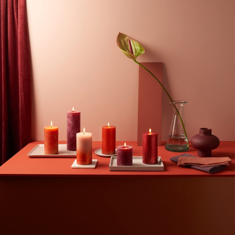 Bolsius Candela rustica a pilastro, rosso scuro, 19 x 7