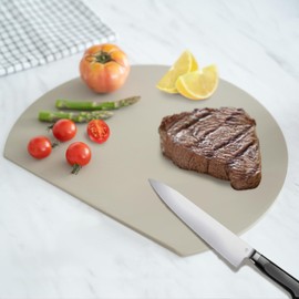 aiji Cutting Board, Heat Resistant, Elastomer, Round Cutting Board, Kamaboko Shape, Dishwasher Safe, Antibacterial, Lightweight, Thin, Widely Usable, Non-Slip Cutting Board, Double Sided,