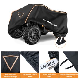 NEVERLAND ATV Cover Waterproof Outdoor Heavy Duty ATV Covers Dustproof Anti-UV 4 Wheeler Cover All Weather Protection Four Wheeler Cover for Polaris Yamaha Suzuki Honda (Black XLarge)