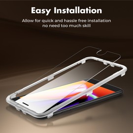 UNBREAKcable Shatterproof Tempered Glass Screen Protector for iPhone SE 2022/SE 2020, iPhone 8/7 [3-Pack] [99.99% HD Clear] [Easy Installation Frame] [9H Hardness][Bubble Free] for Apple 4.7''