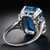925 Sterling Silver Shiny Full Diamond Gemstone Ring Blue Cubic