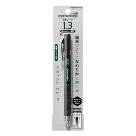 KOKUYO Lápiz mecánico, Enpitsu Sharp Tipo M agarre de goma, 1,3 mm (PS-P401G-1P), verde