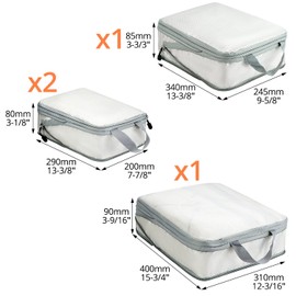 QWORK® Set of 4 Compression Packing Cubes, Travel Storage Bag and Essentials Organizer for Suitcase, Lightweight and Durable - Beige