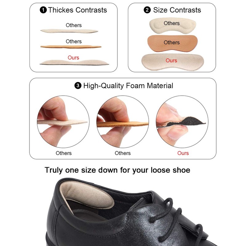 Dr. Foot's Heel Grips Liner Insert for Shoes Too Big,
