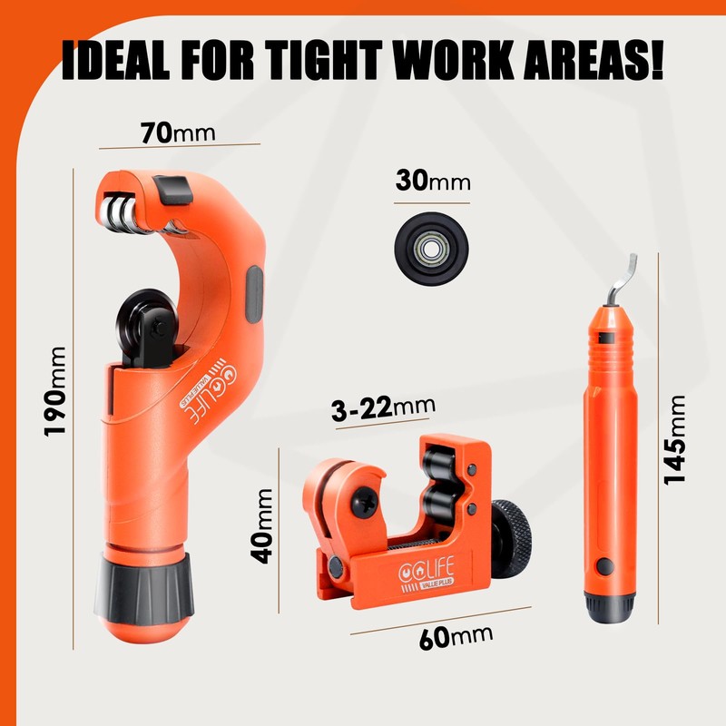 CCLIFE Pipe Cutter Set 4-Piece 5-50 mm and 3-22 mm,