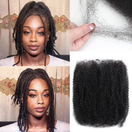 Afro Kinkys Bulk Human Hair for Dreadlock Extensions 3 Packs 150g/Pack Mini Twist Braiding Hair 4C Afro Kinky-Curly Human Hair Springy Twist for Repair Locs (1B#, 12 Inch (Pack of 3))