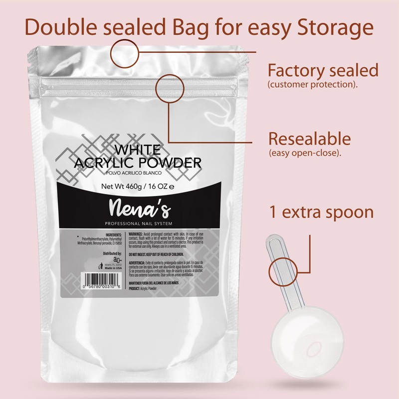 Nena's Superior Sculpting Powder Professional Acrylic Nail System Clear Blush