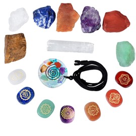 Amogeeli 7 Chakra Reiki Healing Crystal Starter Collection Kit (16 PCS) Yoga Energy Stone Gift Set