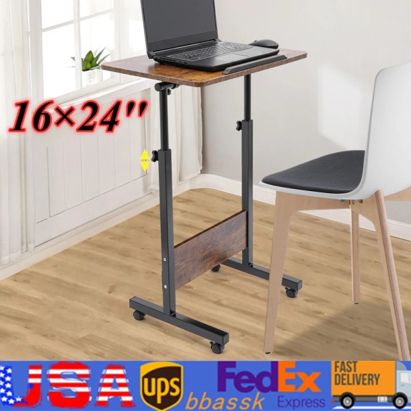 Unbranded Mobile Workstation Standing Desk Rolling Laptop Desk Adjustable Height
