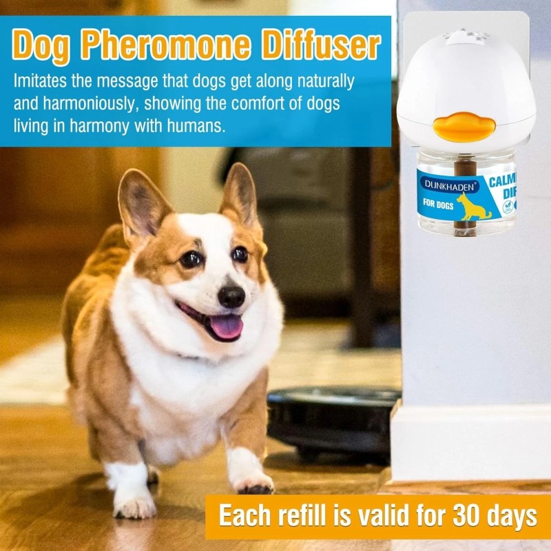 DUNKHADEN Dog Calming Pheromone Diffuser for Relief Anxiety, Reducing Barking,