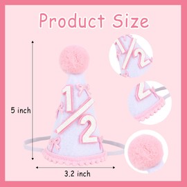 Amariver 1/2 Birthday Hat Baby Half Birthday Crown Pink Bow Party Decorations Party Hat for Girls