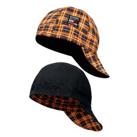 BOCOMAL Welding Cap HRC2 Flame Resistant 10OZ Durable Cotton Duck 6 Pannel Welder Hats 7 1/4 Black