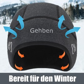 Gehben Bicycle Hat Under Helmet – Warm Bicycle Hat Winter Autumn – Windproof Helmet Hat Bicycle – Hat Under Bicycle Helmet Ski Helmet – Warm Bicycle Cap Bicycle Accessories E-Bike, gray