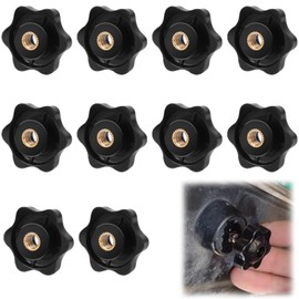 Pack of 10 M8 star grip nuts, star nuts, clamping knob with knurled thread nuts, black plastic handle nuts, internal thread clamping knob, for machine tools, furniture handle, electronic devices