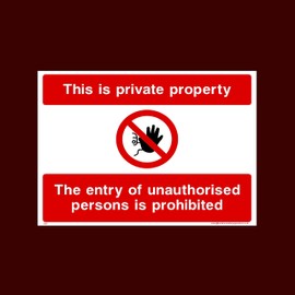 This is private property Plastic Sign (S56) - CCTV, Security, Warning, Alarmed, Surveillance, Camera, Dogs, Premises