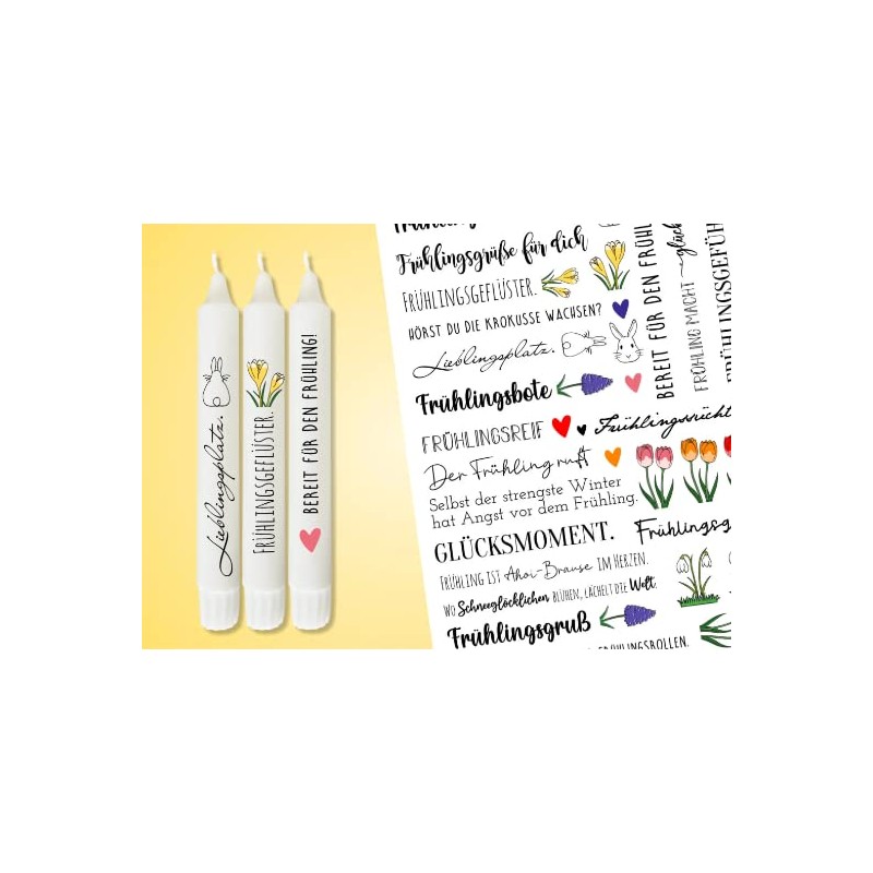 Kerzen Tattoofolie - Frühling bitte Sprüche zum Verschenken - für