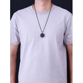 COAI Hamsa Necklace Black Obsidian Stone Hands of Fatima Necklace for Men Women