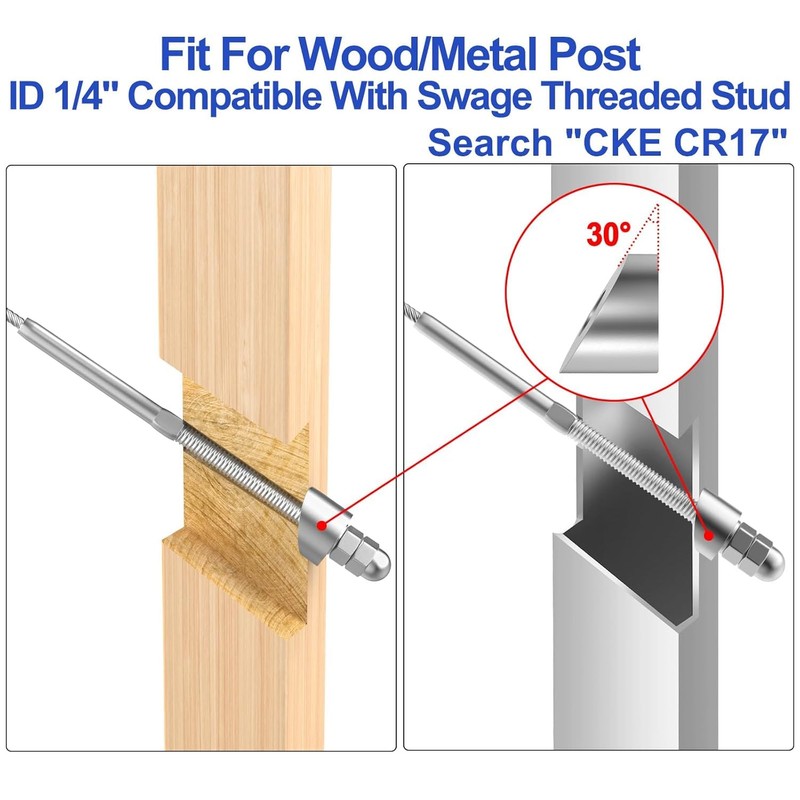 CKE 40 Pack Cable Railing Kit 4x4 Hand Swage Threaded