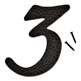 Hy-Ko Products DC-5/3 Die Cast Aluminum House Number 3 (THREE) 4.5" High, Black, 1 Piece