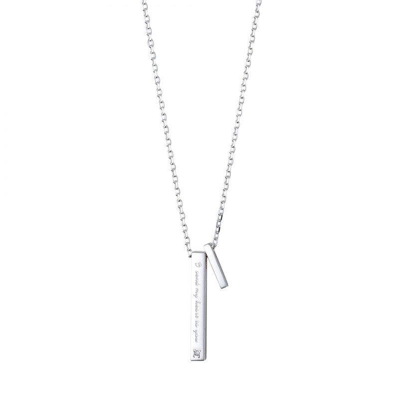 The Kiss SPD273DM 19.7 inches (50 cm) Diamond Silver Necklace,