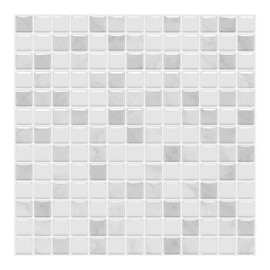 MORCART Tile Stickers, Waterproof, Heat Resistant, Kitchen, Washroom, Removable, Mosaic Tile Sheet, 3D Wallpaper Sticker, DIY, Remodeling Sheets, 9.8 x 9.8 inches (25 x 25 cm), 4 Pieces, Gray