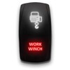 Work Winch - White/Red - Laser Etched Toggle Switch 5-PIN MAintained Switch Waterproof Black Shell/ON-Off DPST Illuminated Rocker Switch for Auto Truck Boat Marine - 20A 12V/10A 24V